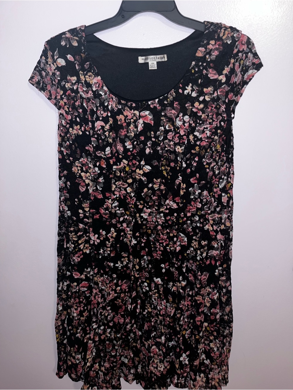 Black Floral Short Sleeve Dress